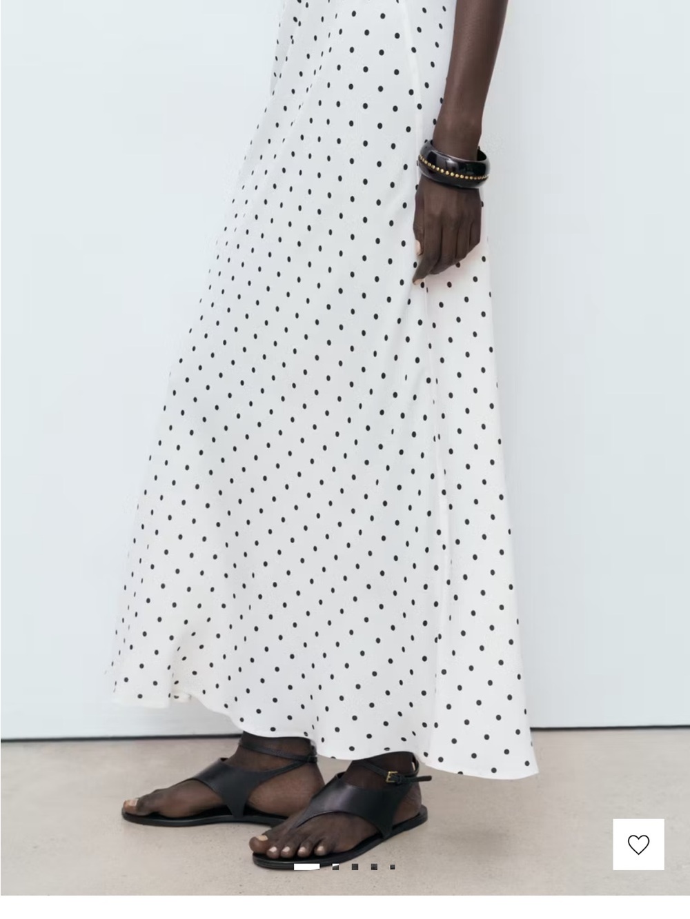 MANGO Polka Dot Long Skirt (Maxi) in Cream/White w/ Black Polka Dots